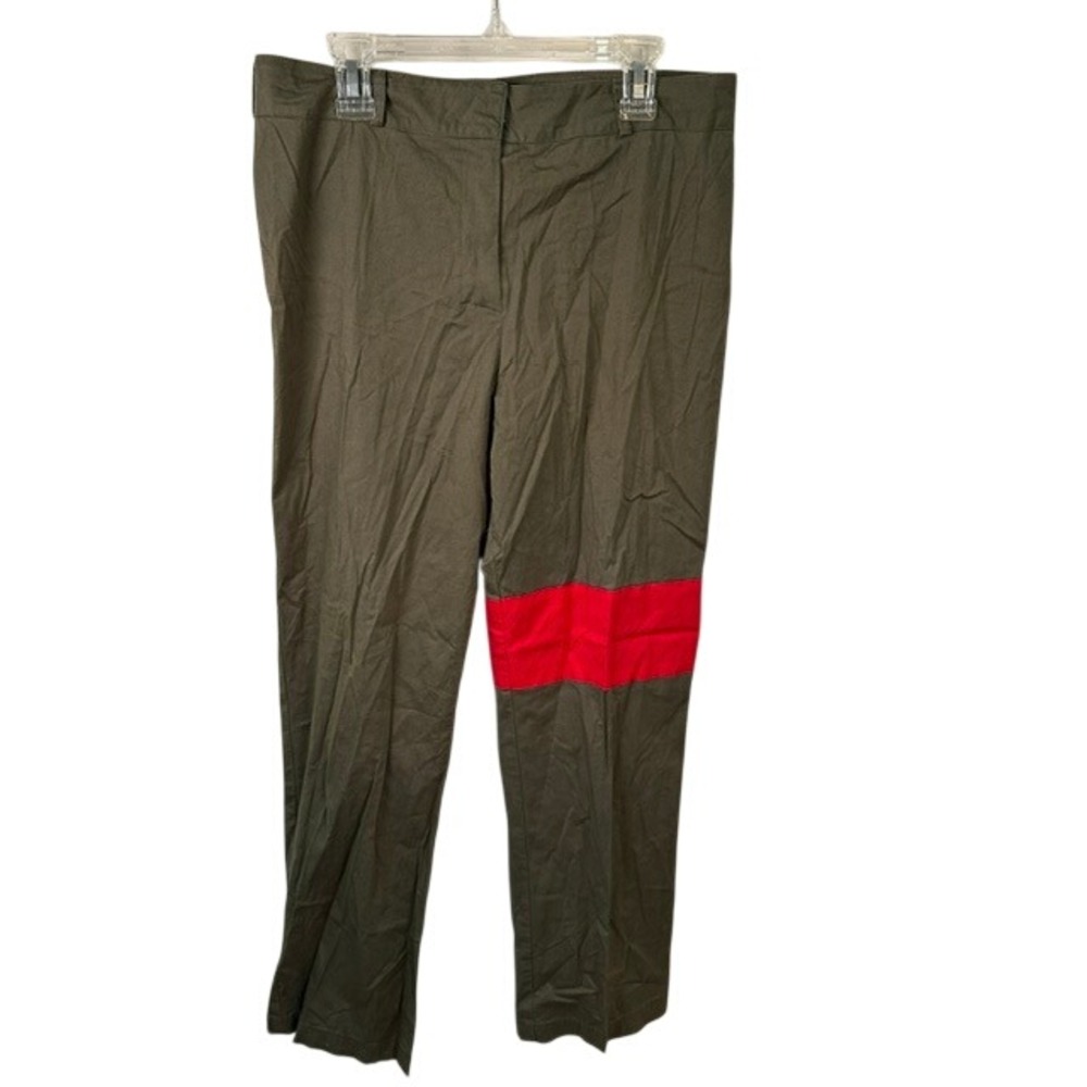 p.a.k Olive Green Red Stripe Colorblock‎ Trousers Military Chino Pants 10
